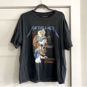 Glitter Metallica Band Graphic T Shirt